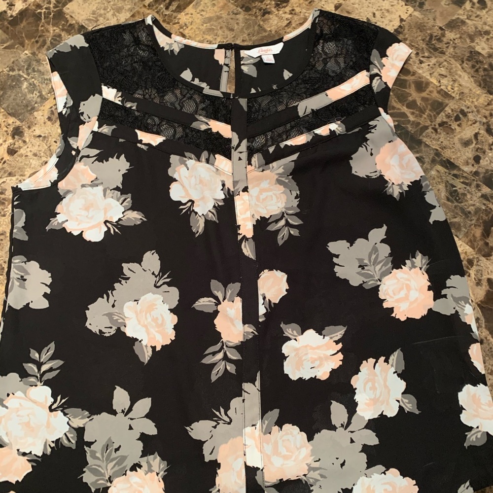 Floral design sheer blouse